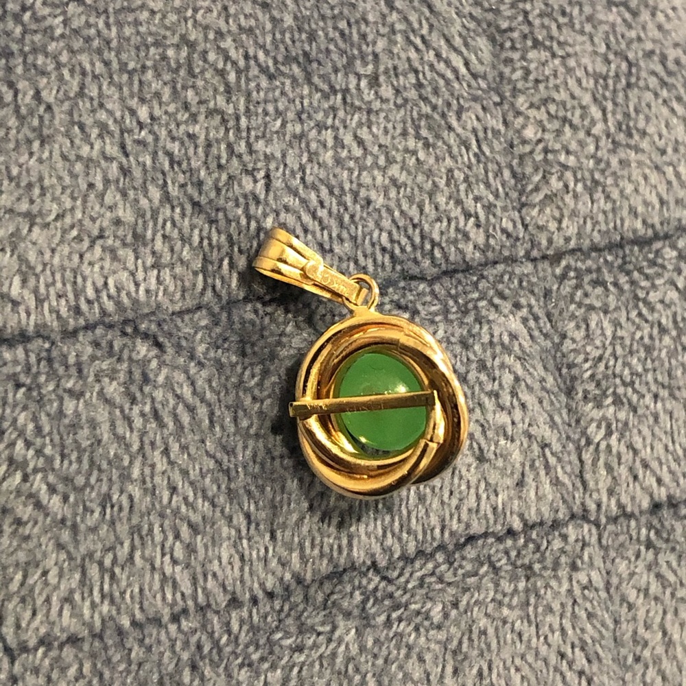 14k Solid Gold Jade Pendant Charm - image 4